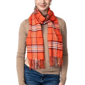 Achillea Scottish Tartan Plaid Cashmere Feel Winter Warm Scarf Unisex (Orange Plaid)