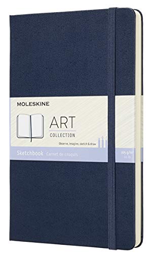 Moleskine Art Sketchbook, Hard Cover, Large (5" x 8.25") Plain/Blank, Sapphire Blue, 104 Pages