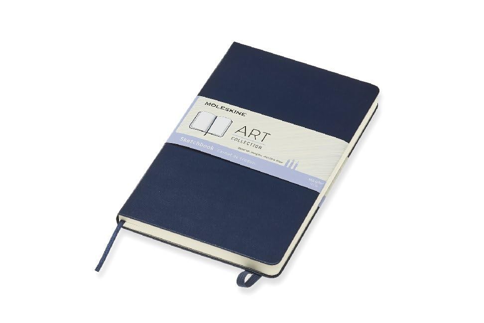 Moleskine Art Sketchbook, Hard Cover, Large (5" x 8.25") Plain/Blank, Sapphire Blue, 104 Pages