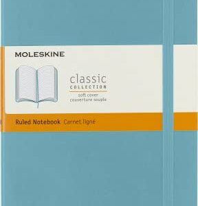 Moleskine Classic Notebook, Soft Cover, Large (5" x 8.25") Ruled/Lined, Reef Blue, 192 pages