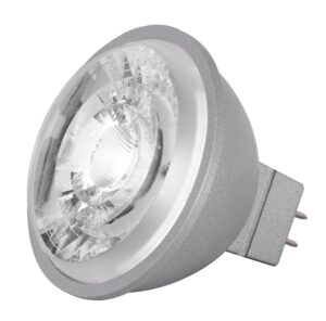 satco s8638 8w mr16 led silver-back reflector light bulb, gu 5.3 base, dimmable, 15-degree beam, 4000k