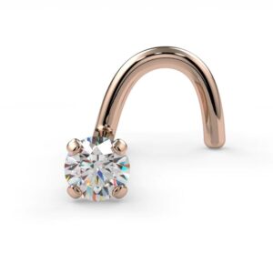 freshtrends 2mm 0.03 ct.si1-si2 g-h tw diamond 14k rose gold nose ring twist screw 20g i1