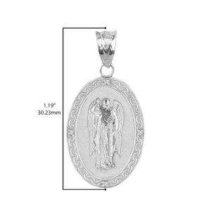 Claddagh Gold .925 Sterling Silver Cubic Zirconia 1-1/4” Oval Saint Gabriel The Archangel Medal Pendant - Pendant Only