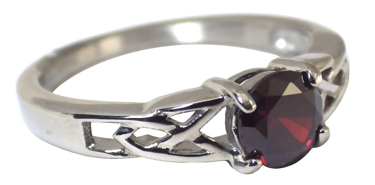 Fantasy Forge Jewelry Womens January Birthstone Celtic Ring Red Cubic Zirconia Size 9