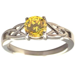 Fantasy Forge Jewelry Celtic November Birthstone Ring Yellow Cubic Zirconia Stainless Steel Size 6