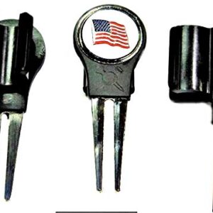 Putter Mounted Divot Tool and Ball Marker - US Flag White