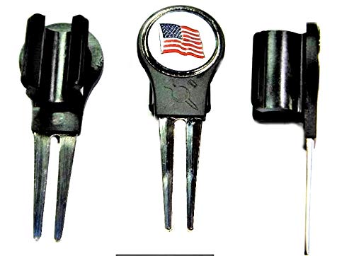 Putter Mounted Divot Tool and Ball Marker - US Flag White