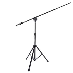 lyxpro smt-1 professional microphone stand heavy duty 93” studio overhead boom stand 76” extra long telescoping arm mount, foldable tripod legs & adjustable counterweight