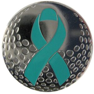 Putter Mounted Divot Tool and Ball Marker - Teal Ribbon