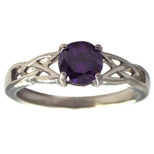 Fantasy Forge Jewelry February Celtic Birthstone Ring Purple Cubic Zirconia Engagement Band Size 10