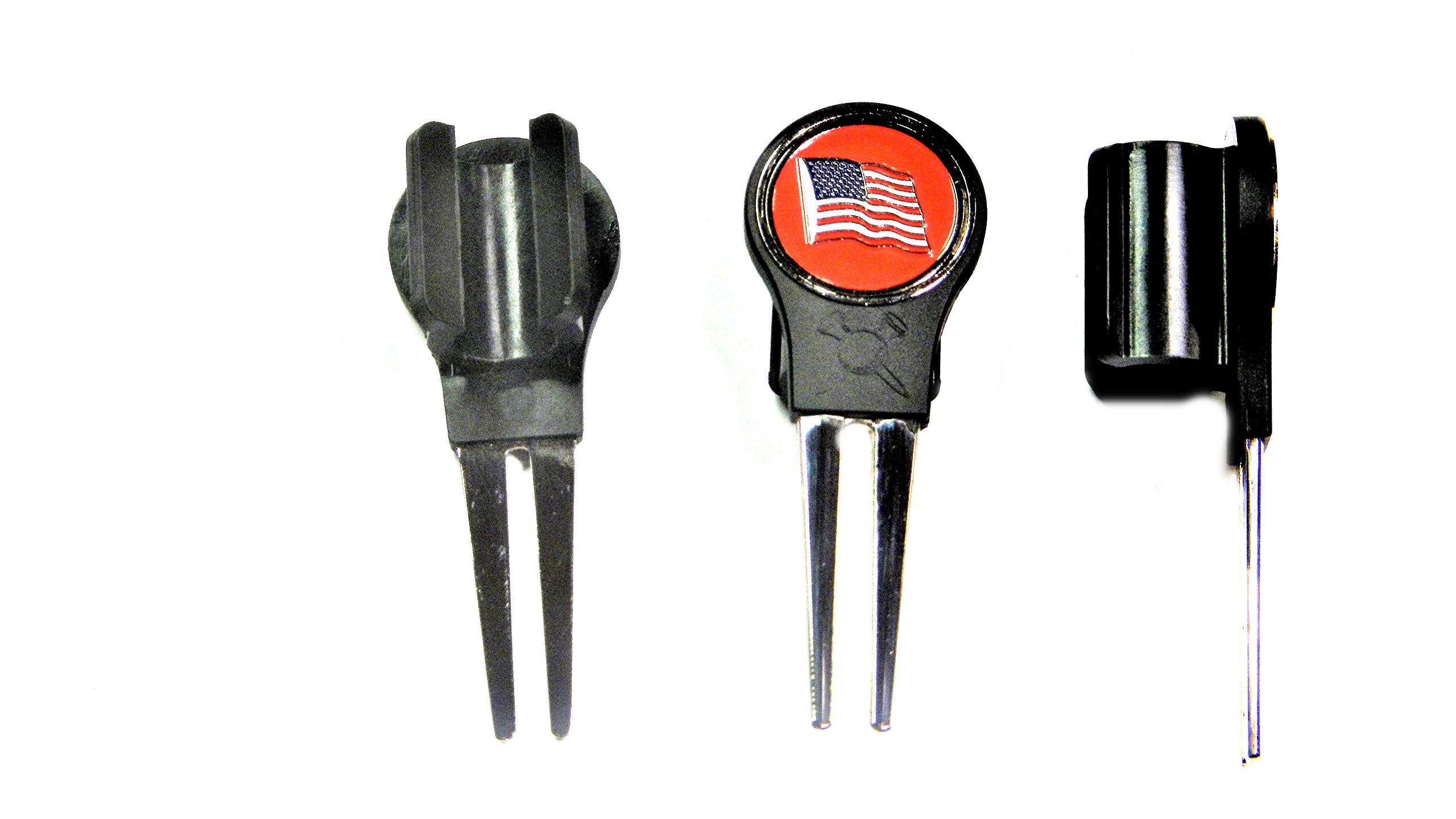 Putter Mounted Divot Tool and Ball Marker - US Flag RED