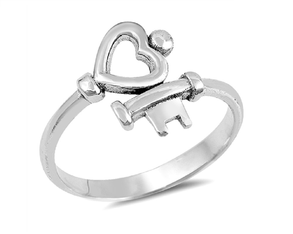 CloseoutWarehouse 925 Sterling Silver Key To My Heart Ring Size 9