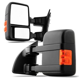 akkon - for 2008-2016 ford superduty pickup truck extendable towing manual mirrors left + right side pair set replacement