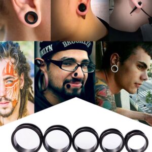 JDXN Stainless Steel Ear Stretching Taper Tunnel Starter Kit - 36 Piece Set 14G - 00G (Black)