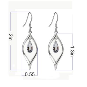 Clearance Swarovski Crystal Twist Leaf Style Fashion 925 Sterling Silver Dangle Earrings for Women in Gold-Plated