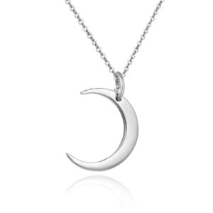 1pc adabele real 925 sterling silver crescent phase moon drop pendant necklace necklace 18 inch smooth half moon fine women jewelry snk18-32