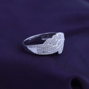 White Cubic Zirconia Double Angel Wing Promise Ring 14k White Gold Over Sterling Silver (0.9 Cttw)