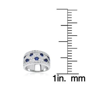 Hoops & Loops Sterling Silver Blue Cubic Zirconia Swirl Eternity Fashion Band Ring, Size 6