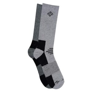 Columbia Men's 2 Pack Wool Crew Socks, Gravel/Grey, Shoe Size 6-12