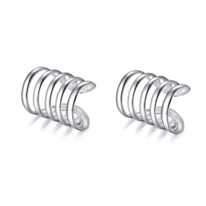 SLUYNZ 925 Sterling Silver Cuff Earrings for Women No Piercing Earrings Helix Earrings Cartilage Earrings (A-Silver)