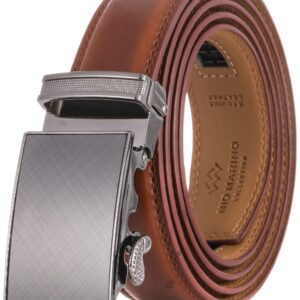 Marino Avenue Ratchet Belts for Men - Adjustable Mens Belts Leather with Automatic Buckle - Enclosed in an Elegant Gift Box - Radiant Ore - Burnt Umber - Adjustable from 28" to 44" Waist