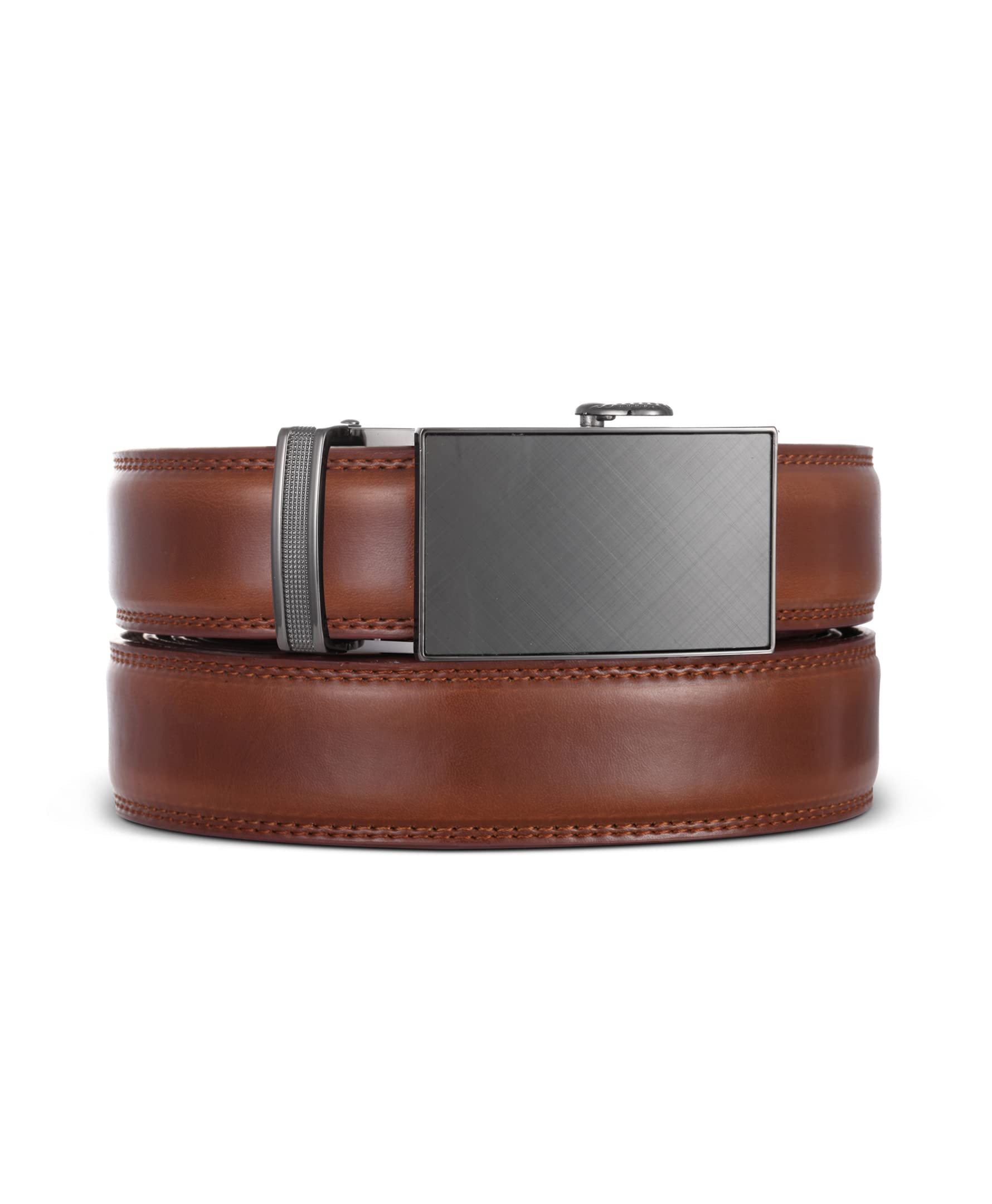 Marino Avenue Ratchet Belts for Men - Adjustable Mens Belts Leather with Automatic Buckle - Enclosed in an Elegant Gift Box - Radiant Ore - Burnt Umber - Adjustable from 28" to 44" Waist