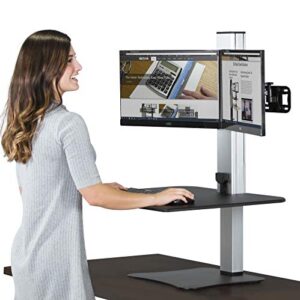 Victor DC450 Dual Monitor Electric Standing Desk, Black, 28 inch Wide Work Surface, Compatible with Any Standard Desk, Monitor Mount Included