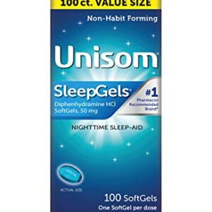 Unisom Nighttime Sleep-Aid Gels, Diphenhydramine HCI 50mg, 100 Count