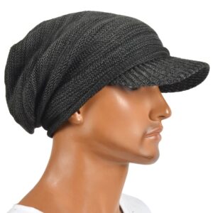 VECRY Men's Oversize Slouch Beanie Slouchy Skullcap Large Baggy Hat (Visor-Dgrey)