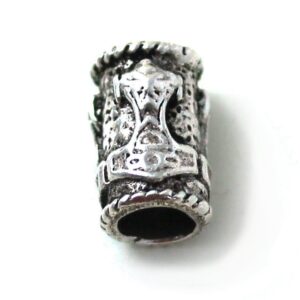 LynnAround 925 Sterling Silver Norse Thors Hammer Beard Beads Rings, Dreadlock Nordic Viking Pirate Hair, Pagan Jewelry