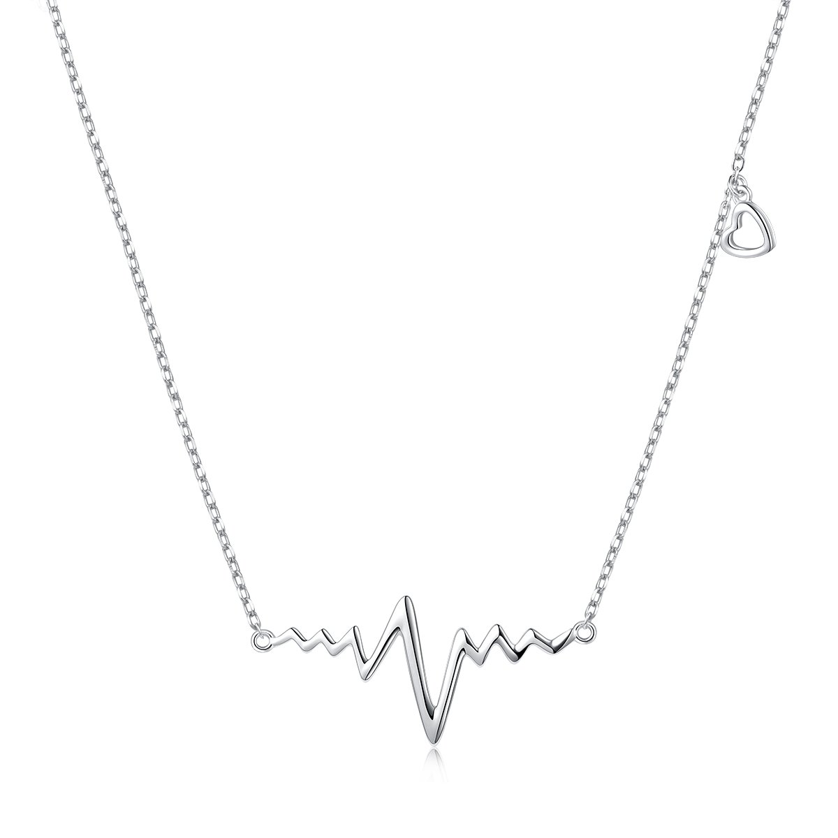 Heartbeat Necklace 925 Sterling Silver Cute Cardiogram Life Line EKG ECG Heartbeat Necklace for Women Teen Girlfriend Wife Nurse Doctor, 18 inch