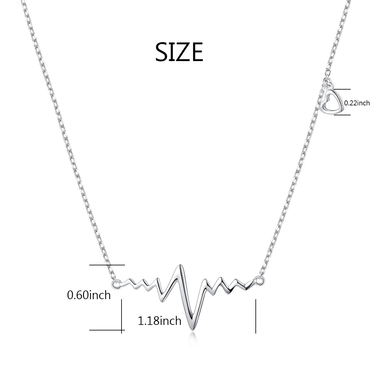 Heartbeat Necklace 925 Sterling Silver Cute Cardiogram Life Line EKG ECG Heartbeat Necklace for Women Teen Girlfriend Wife Nurse Doctor, 18 inch