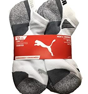 PUMA Mens No Show Socks, White 10 Pair