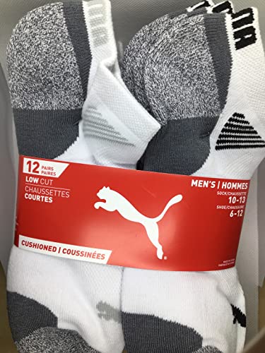 PUMA Mens No Show Socks, White 10 Pair