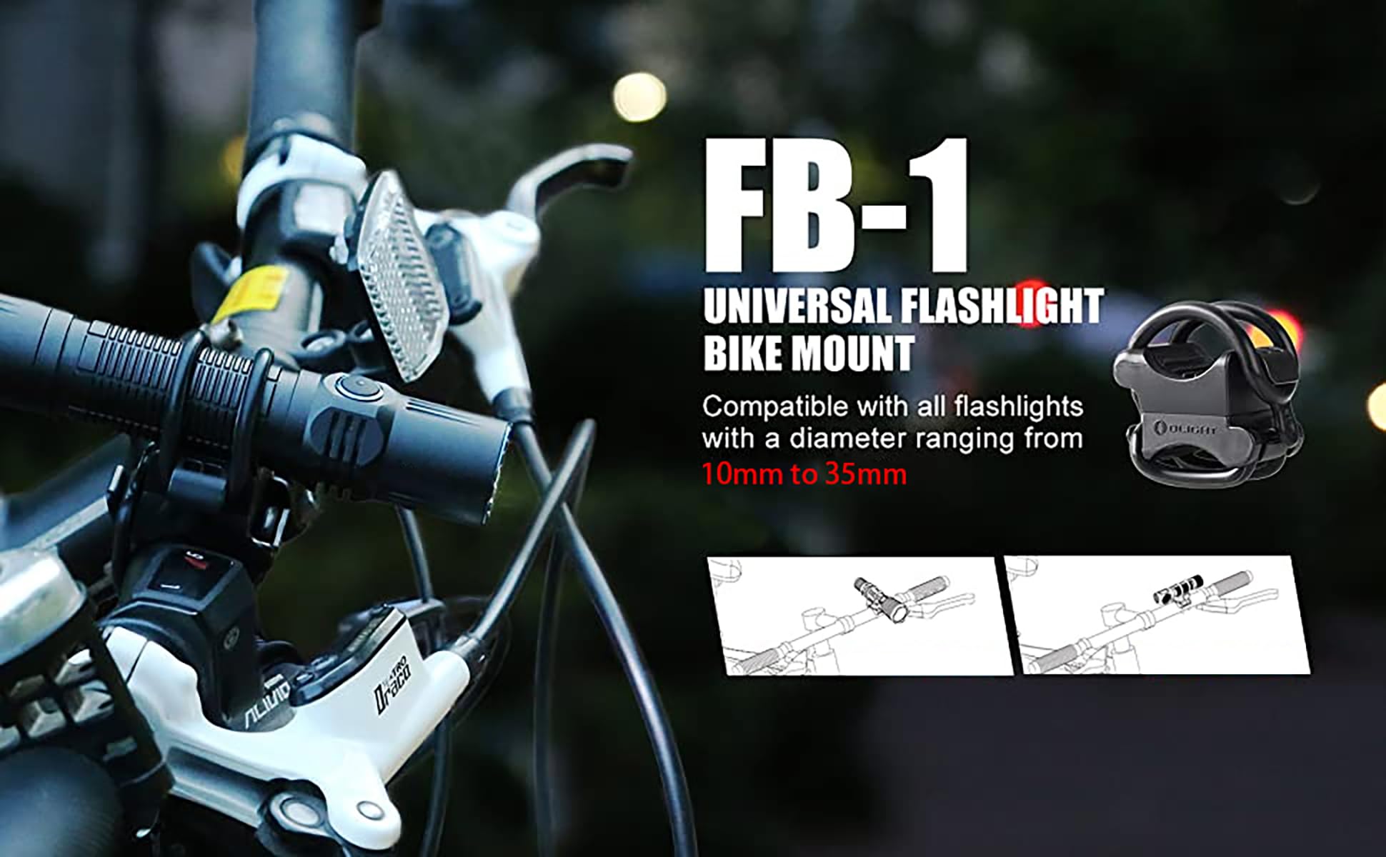 OLIGHT FB-1 Universal Flashlight Bike Mount for Flashlight (Bike Lighting Mount Accessories)