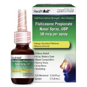 HealthA2Z Fluticasone Propionate Nasal Sprays, 24 Hour Allergy Relief,120 Sprays, 0.54 fl oz