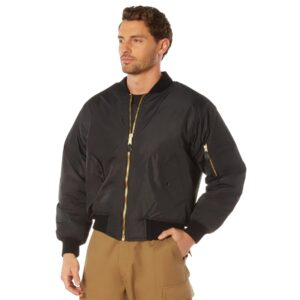 Rothco Enhanced Nylon MA-1 Flight Jacket (US, Alpha, X-Large, Regular, Regular, Black)