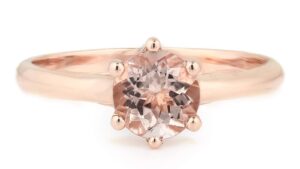 gngjewel morganite collection natural 6mm round moragnite solitaire engagement ring in 10k rose gold (7)