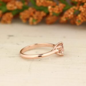 GNGJewel Morganite Collection Natural 6mm Round Moragnite Solitaire Engagement Ring in 10K Rose Gold (7)