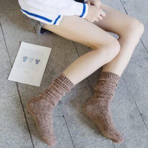 TINTAO 3 Pairs Women Winter Wool Cable Knit Crew Knee High Boot Socks,Size 5-11#W919 (Polyester Blend, Color A01)