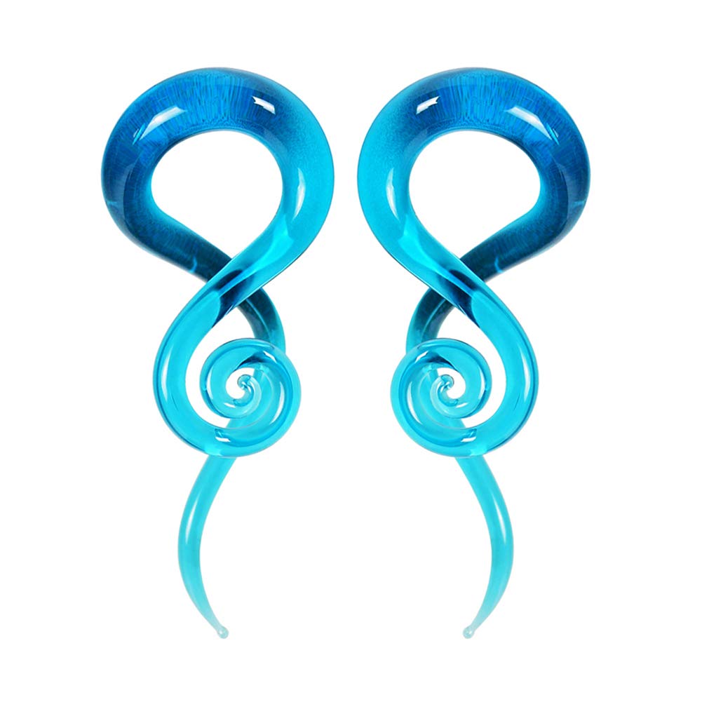 YOFANST Ear Stretching Glass Spiral Tapers Gauges 0g 6pcs Blue, Glow in the Dark, Purple