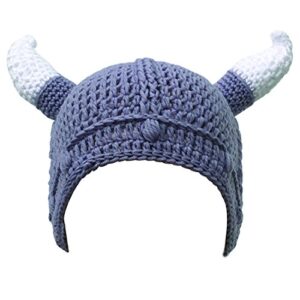 Kafeimali Unisex Barbarian Knight Knit Hat Viking Horns Beanie Funny Caps (Gary)