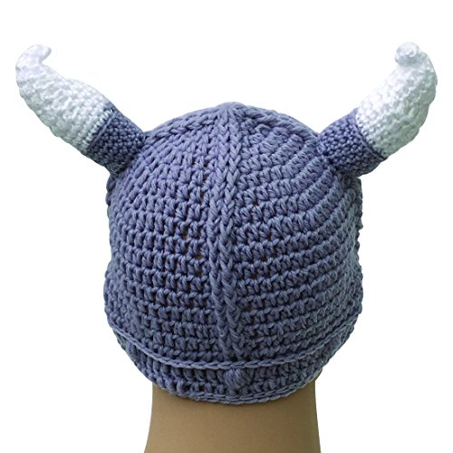 Kafeimali Unisex Barbarian Knight Knit Hat Viking Horns Beanie Funny Caps (Gary)