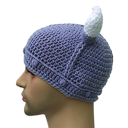 Kafeimali Unisex Barbarian Knight Knit Hat Viking Horns Beanie Funny Caps (Gary)