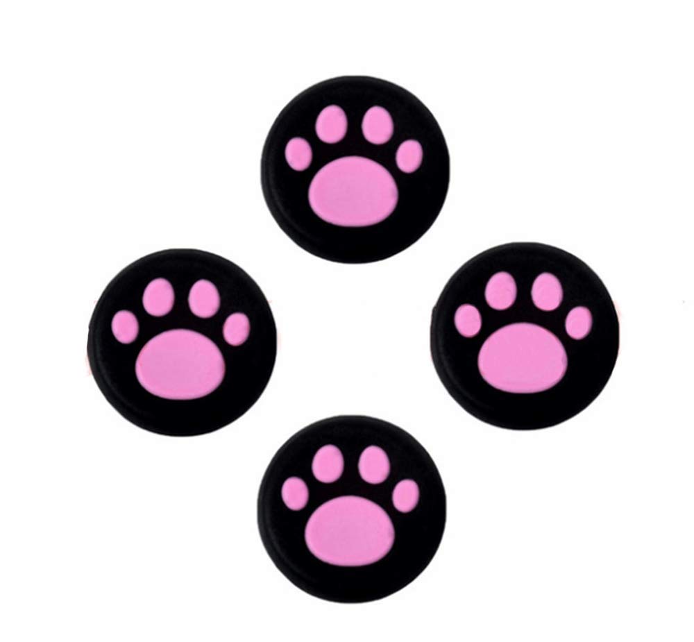 Analog Silicone Joystick Joy Stick Grips Cap Cover Thumbstick Thumb Stick Grips Cap Cover for PS4 PS3 Xbox one Xbox 360 PS2 Controller (4 x Pink Cat Dog Paw)