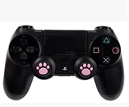 Analog Silicone Joystick Joy Stick Grips Cap Cover Thumbstick Thumb Stick Grips Cap Cover for PS4 PS3 Xbox one Xbox 360 PS2 Controller (4 x Pink Cat Dog Paw)