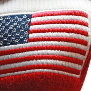 USA Majek Golf Driver 1 3 5 X Fairway Woods Headcovers Pom Pom Knit Limited Edition Vintage Classic Traditional Flag Stars Red White Blue Stripes Retro Head Cover Fits 460cc Drivers and 260cc Woods