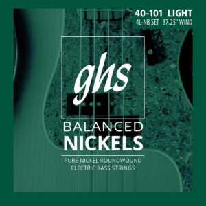 GHS Strings GHS Balanced Nickels 4 Bass Strings Light Gauge (37.25" Winding) (4L-NB), Silver