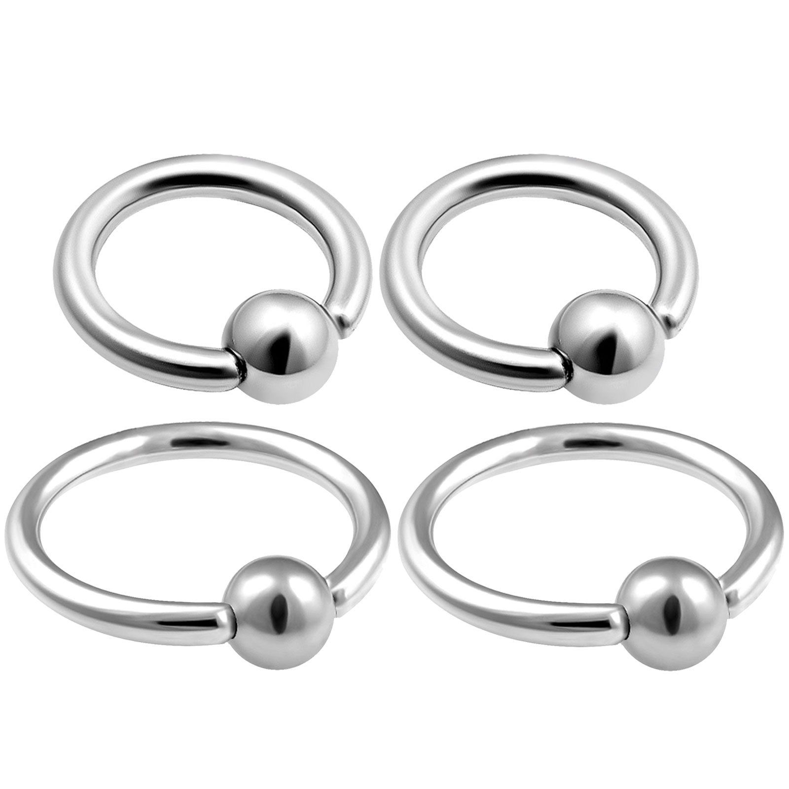 bodyjewellery 4pcs 18g bead captive ring Surgical Steel Tragus Snake Bite Cartilage Hoop BCR Septum Nose Helix Conch Eyebrow Daith BBEX