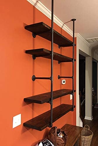 Industrial Retro Wall Mount iron Pipe Shelf,DIY Open Bookshelf,Hung Bracket,Home Improvement Kitchen Shelves,Tool Utility Shelves, Office shelves, bookshelves and bookcases (2Pcs)